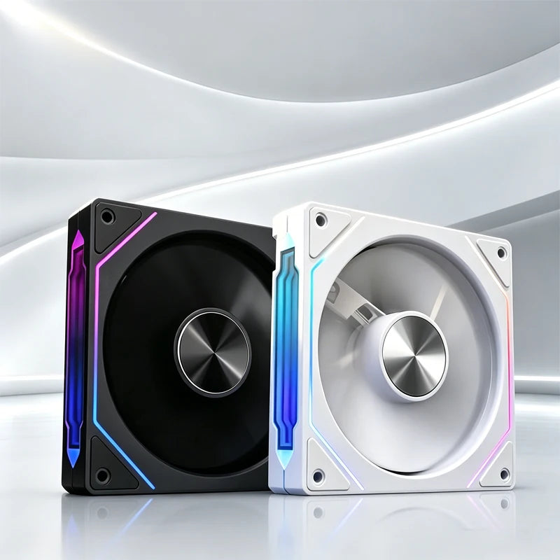 Prism 4CD Pattern Chassis Fan 12CM Cooling Fan, Divine Light Synchronous 5V3Pin RGB Iridescent PWM