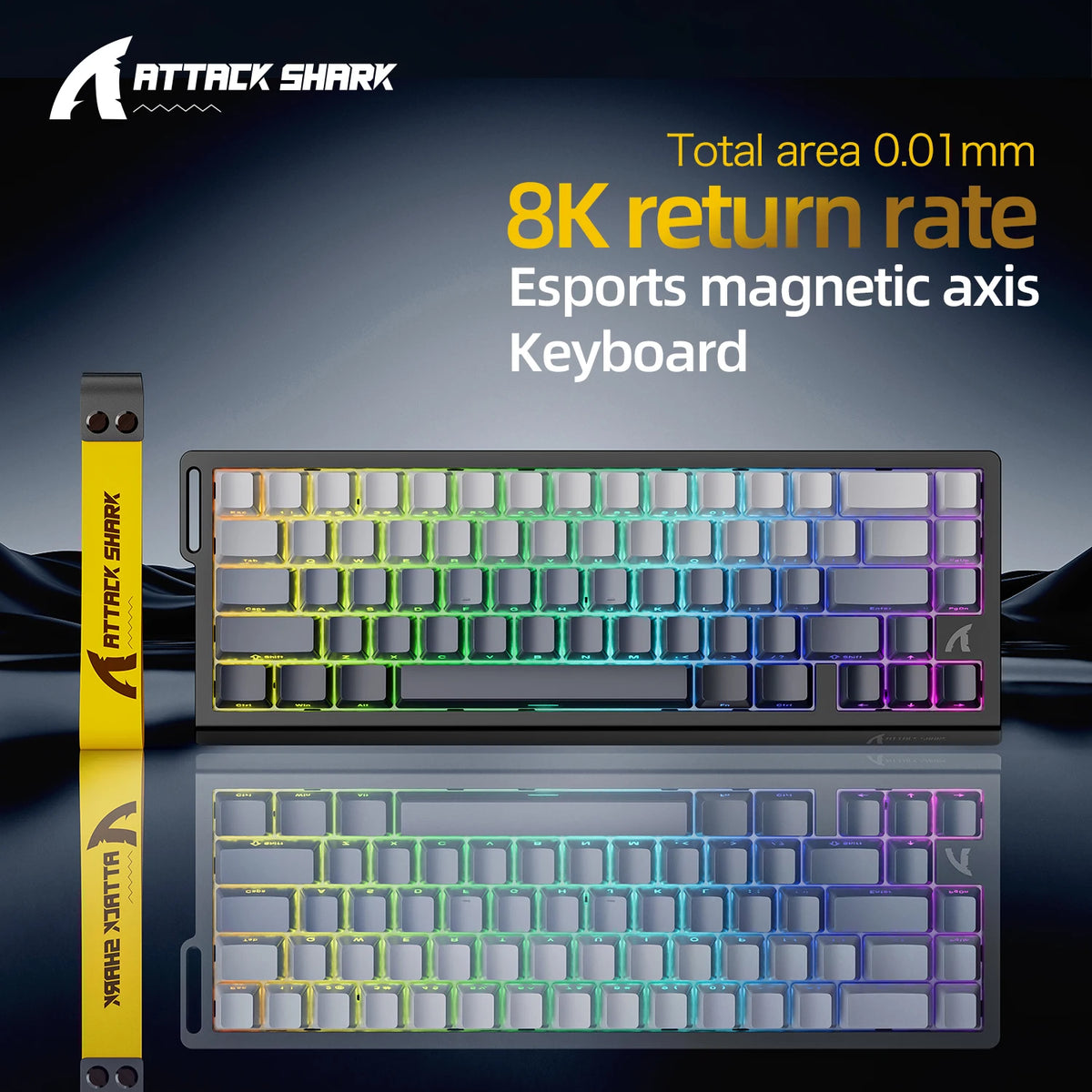ATTACK SHARK X68HE Mechanical Keyboard Wired 8KHz RGB Backlight 0.01mm Precision 0.125ms Low Latency Magnetic Switch for Windows