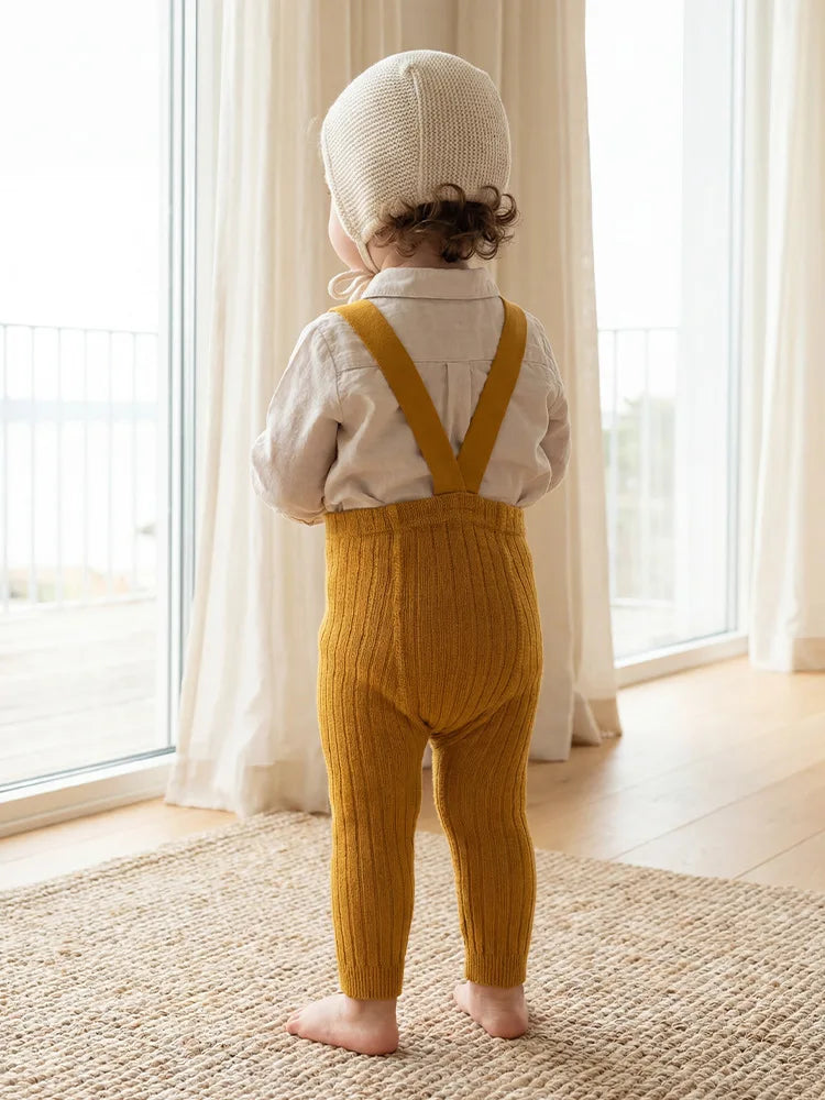 0 to 6 Years Cute Solid Newborn Baby Autumn Winter Warm Leggings Knitting Girls Boys Soft Suspender Bottom Pants