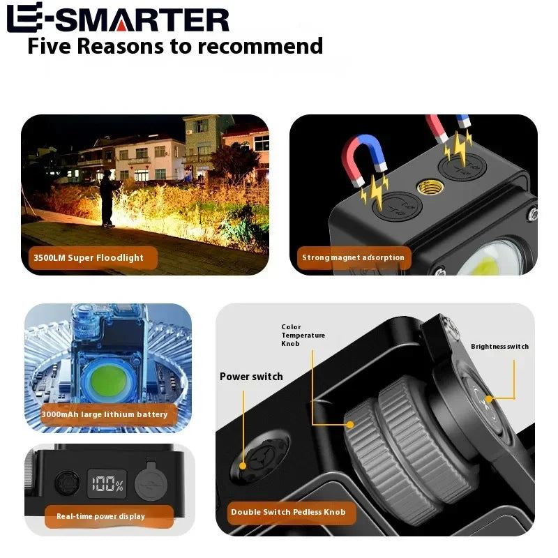 COB Camping Light with Magnetic Hook Emergency Charger, IPX4 Waterproof Camping Lantern LED Light for Outdoor