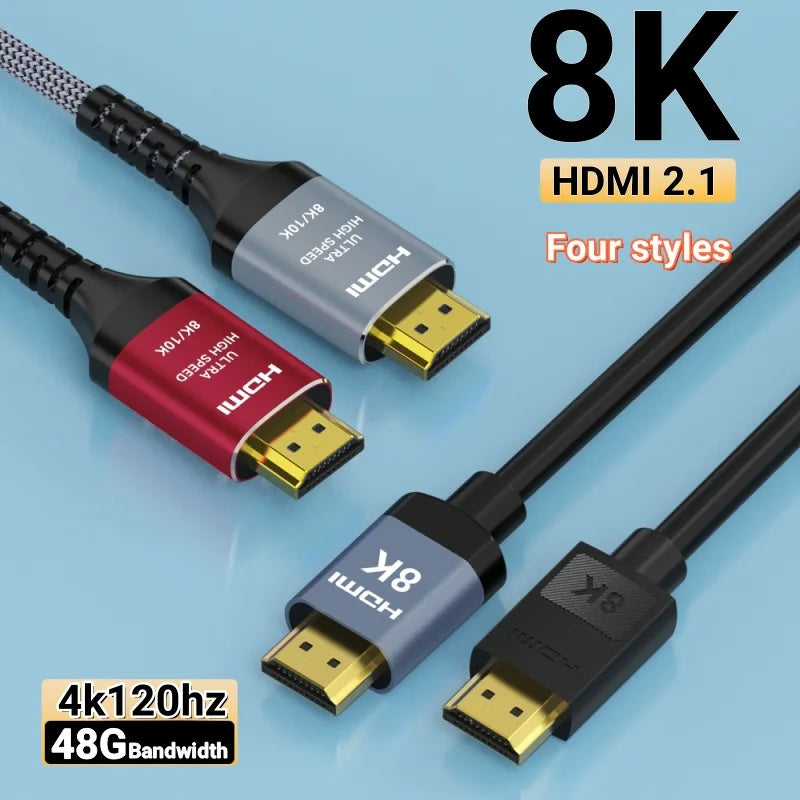 MIZIQIER Long 8K HDMI 2.1 Cables, 48Gbps Ultra High Speed Braided Cord-4K@120Hz 8K@60Hz for Roku TV/PS5/PS4/HDTV/RTX 3080 3090