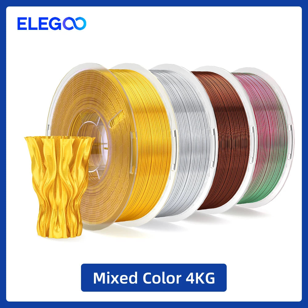 ELEGOO Silk PLA Filament 1.75mm 1KG,3D Printer Filament 1kg Gold Silver Fits for Most FDM 3D Printers