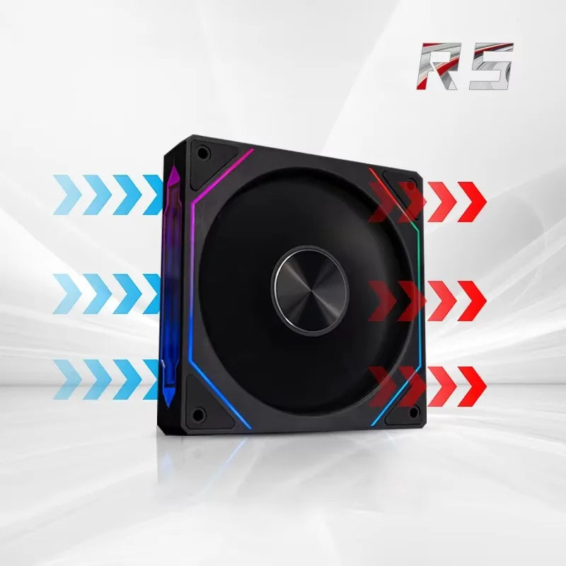 Prism 4CD Pattern Chassis Fan 12CM Cooling Fan, Divine Light Synchronous 5V3Pin RGB Iridescent PWM
