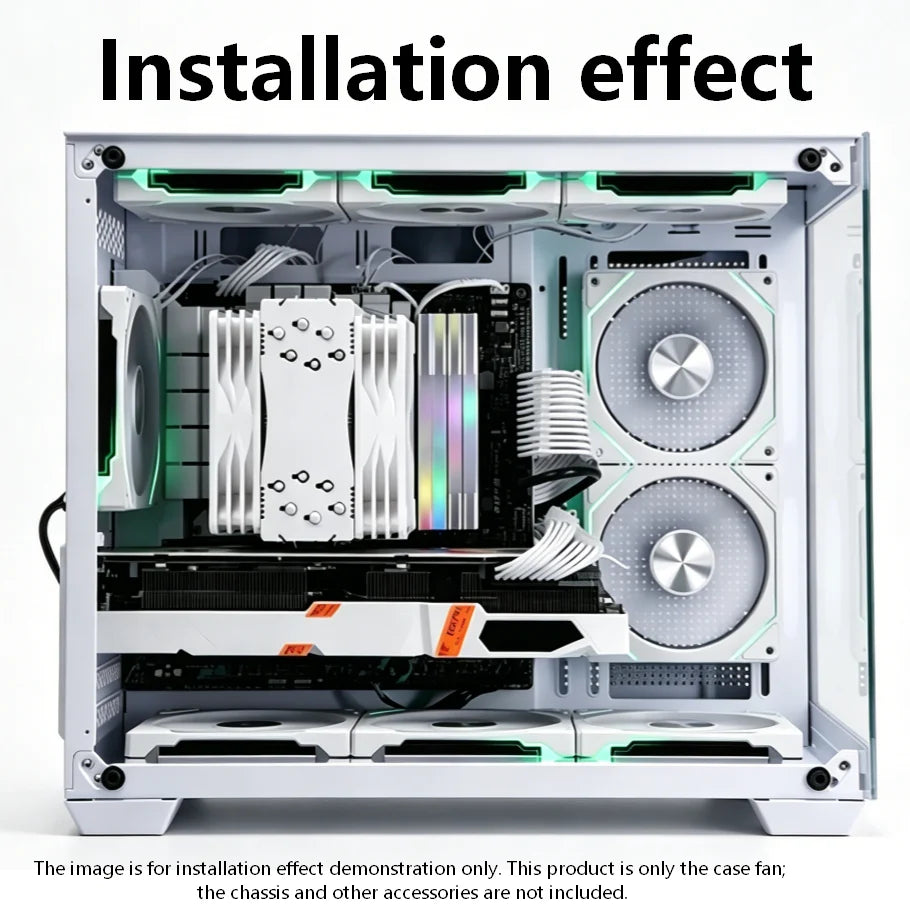 Prism 4CD Pattern Chassis Fan 12CM Cooling Fan, Divine Light Synchronous 5V3Pin RGB Iridescent PWM