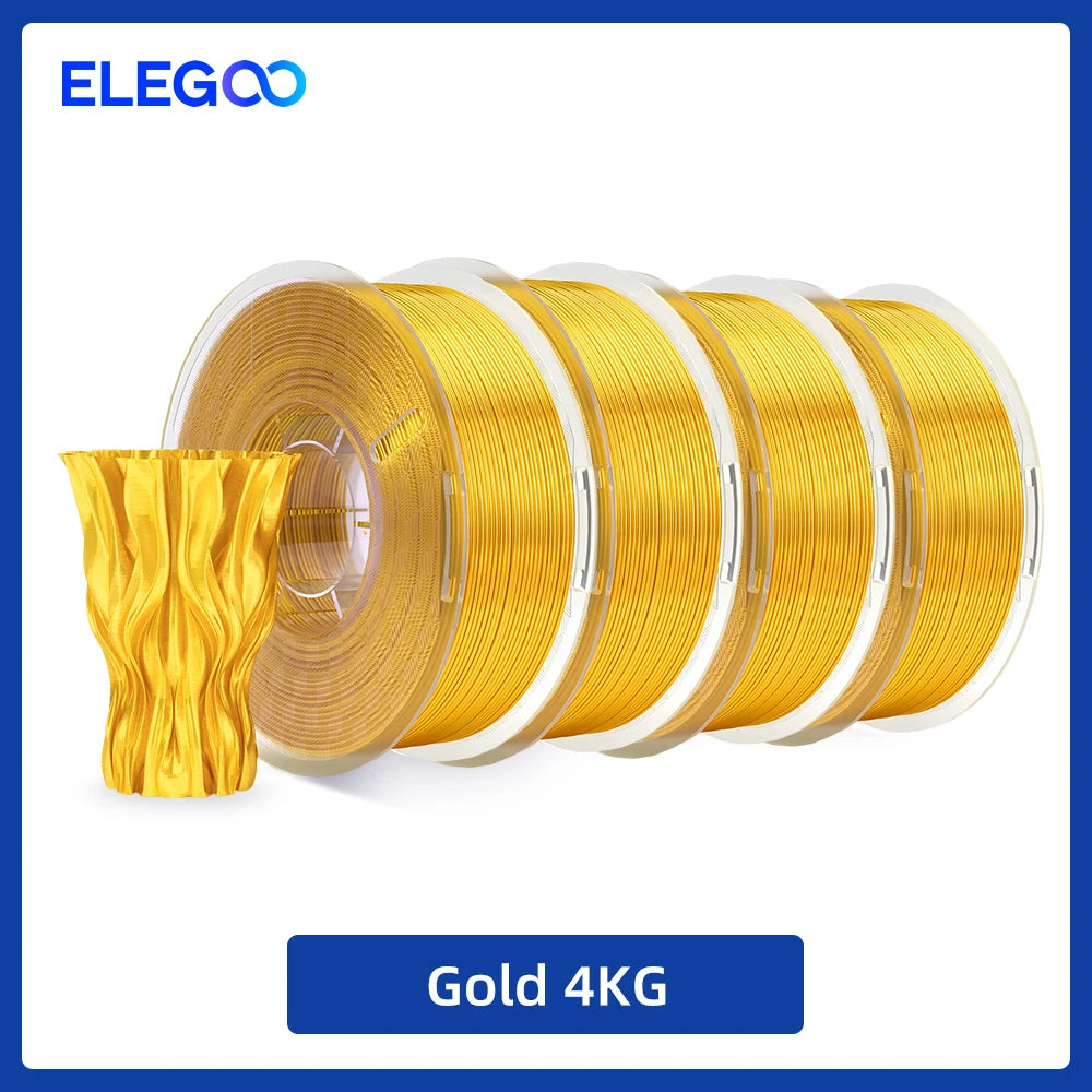 ELEGOO Silk PLA Filament 1.75mm 1KG,3D Printer Filament 1kg Gold Silver Fits for Most FDM 3D Printers