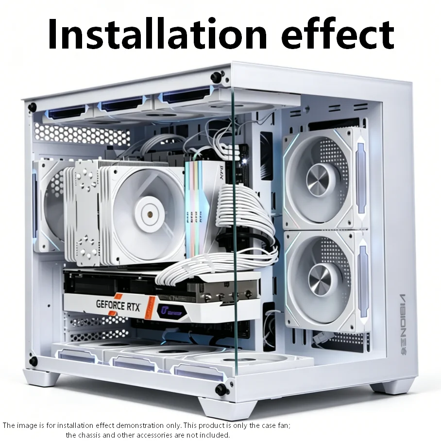 Prism 4CD Pattern Chassis Fan 12CM Cooling Fan, Divine Light Synchronous 5V3Pin RGB Iridescent PWM