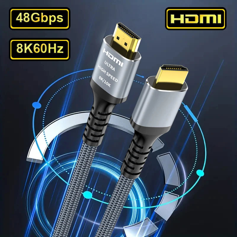 MIZIQIER Long 8K HDMI 2.1 Cables, 48Gbps Ultra High Speed Braided Cord-4K@120Hz 8K@60Hz for Roku TV/PS5/PS4/HDTV/RTX 3080 3090
