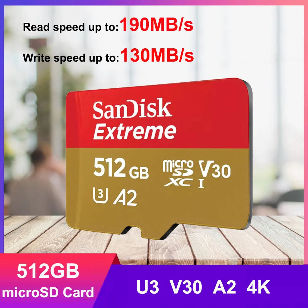 SanDisk Memory Card MicroSD 32GB 64GB 128GB 256GB 512GB 1TB micro SD Card Extreme TF Card Class10 U3 V30 4K UHD A2 micro SDXC