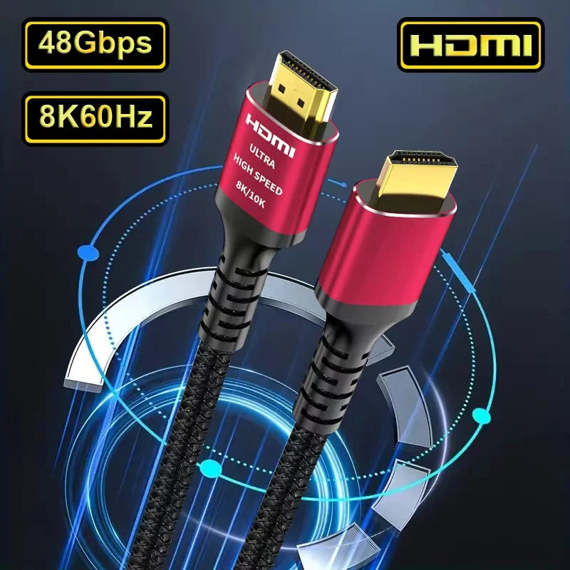 MIZIQIER Long 8K HDMI 2.1 Cables,  48Gbps Ultra High Speed Braided Cord-4K@120Hz 8K@60Hz for Roku TV/PS5/PS4/HDTV/RTX 3080 3090