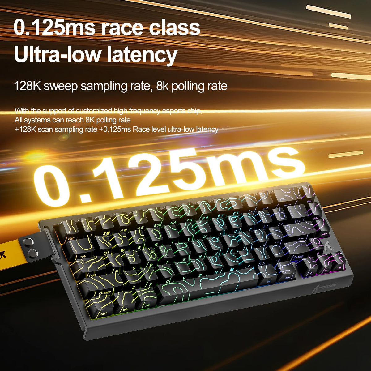 ATTACK SHARK X68HE Mechanical Keyboard Wired 8KHz RGB Backlight 0.01mm Precision 0.125ms Low Latency Magnetic Switch for Windows