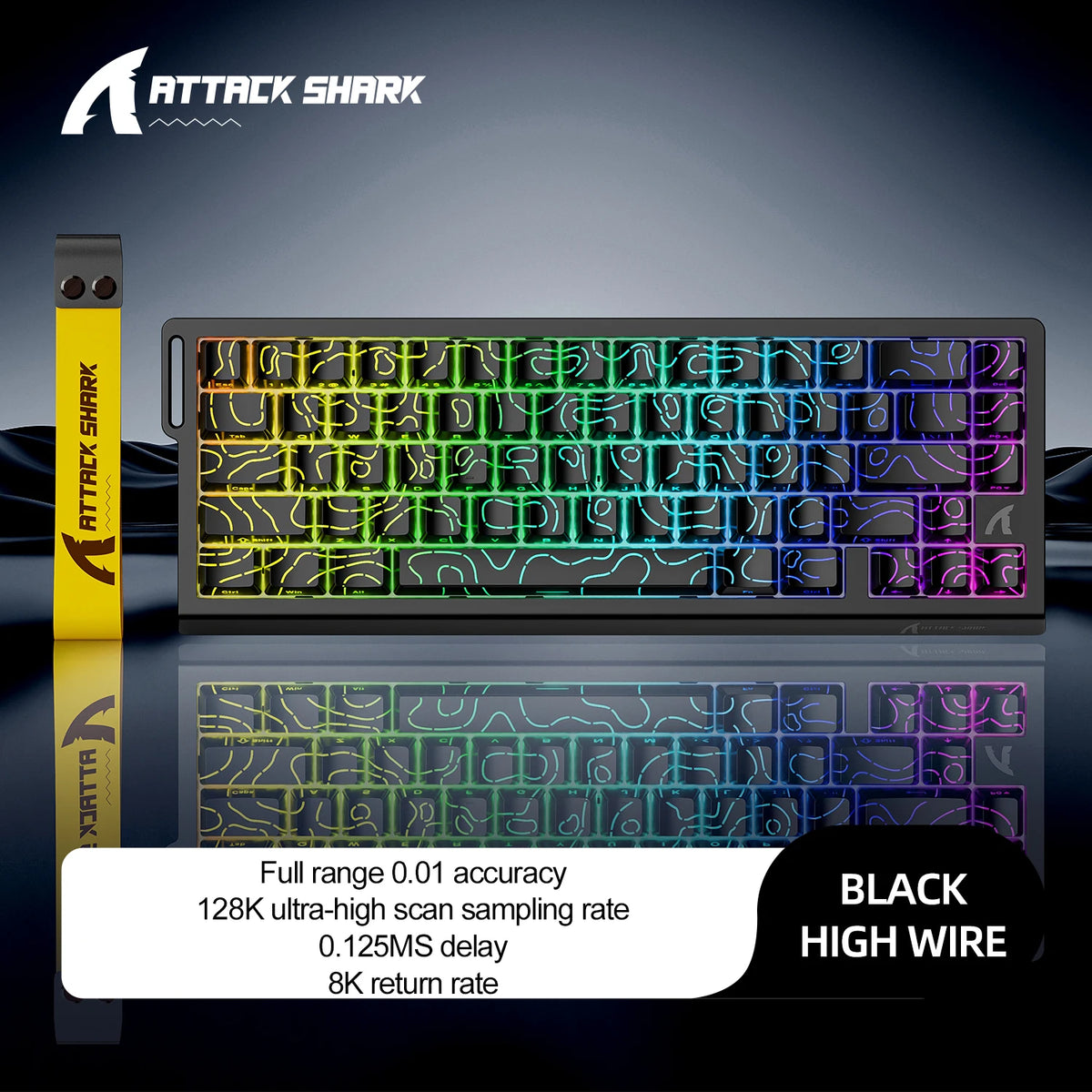 ATTACK SHARK X68HE Mechanical Keyboard Wired 8KHz RGB Backlight 0.01mm Precision 0.125ms Low Latency Magnetic Switch for Windows