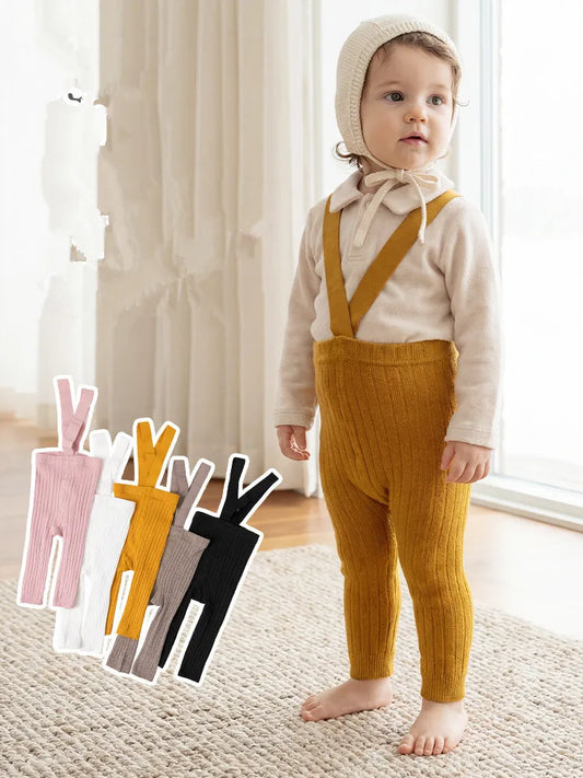 0 to 6 Years Cute Solid Newborn Baby Autumn Winter Warm Leggings Knitting Girls Boys Soft Suspender Bottom Pants