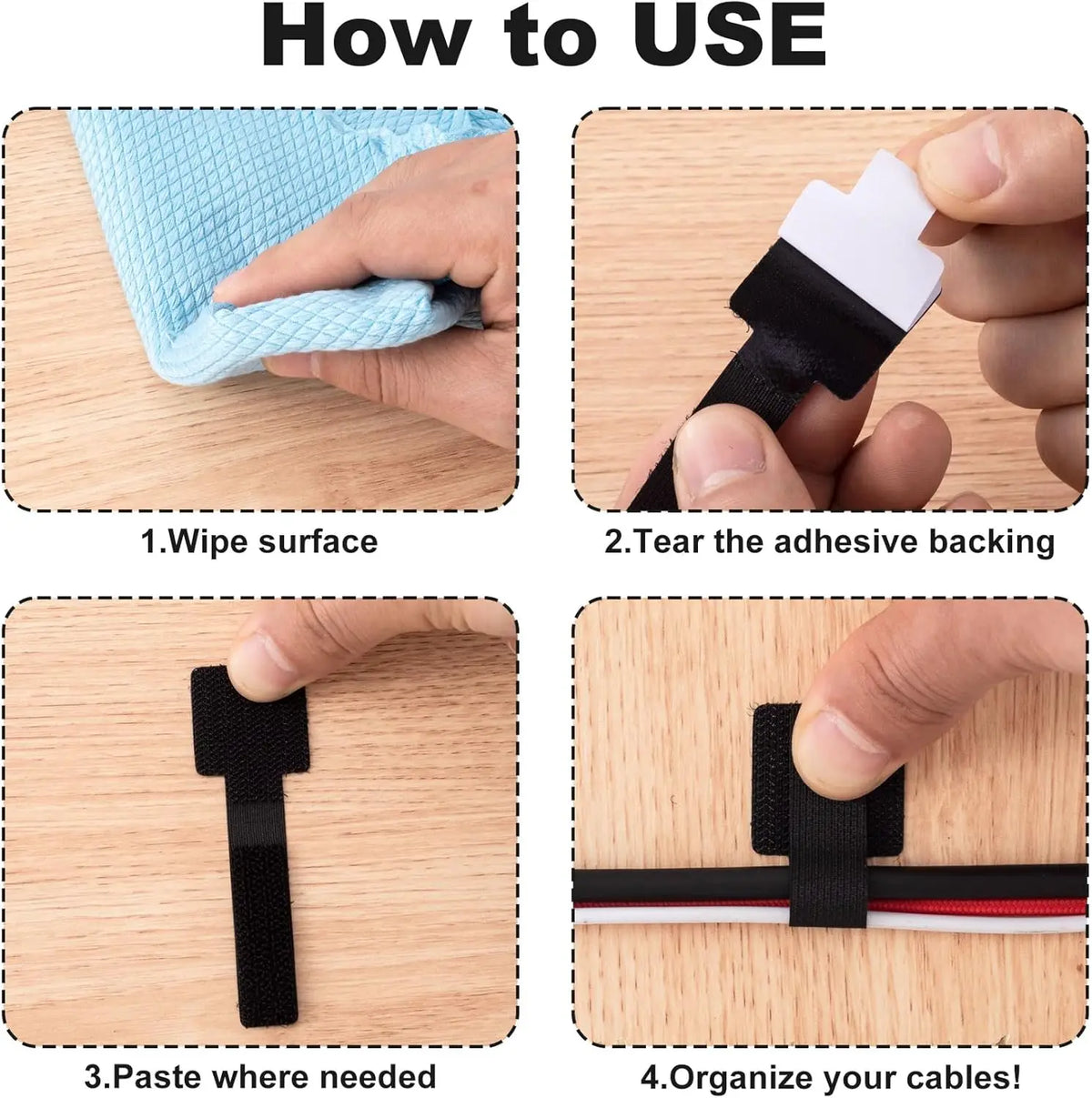New Reusable Cable Ties Ties Self-Adhesive Power Cord Cable Holder Adjustable Cord Storage Desktop Organiser Manager