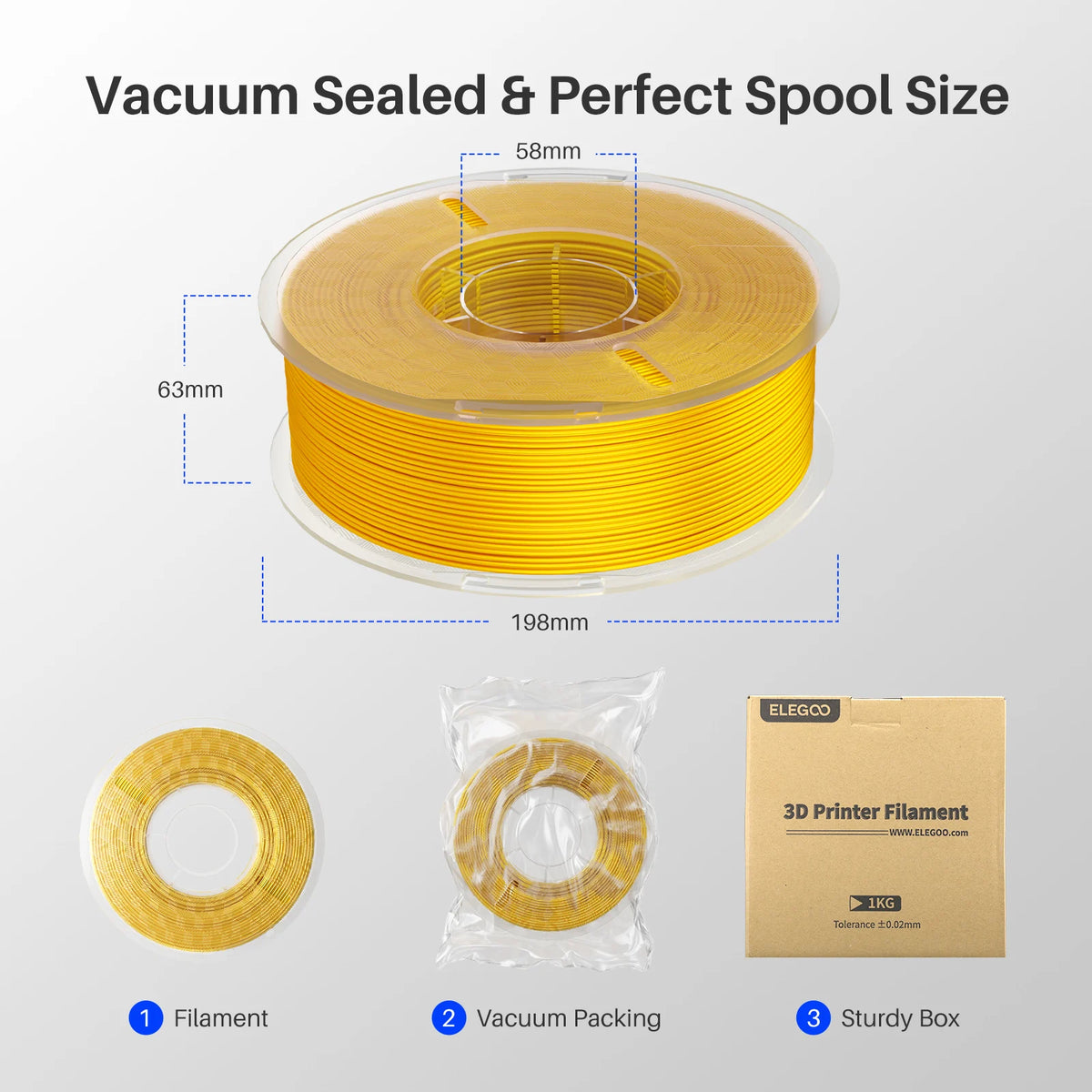 ELEGOO Silk PLA Filament 1.75mm 1KG,3D Printer Filament 1kg Gold Silver Fits for Most FDM 3D Printers