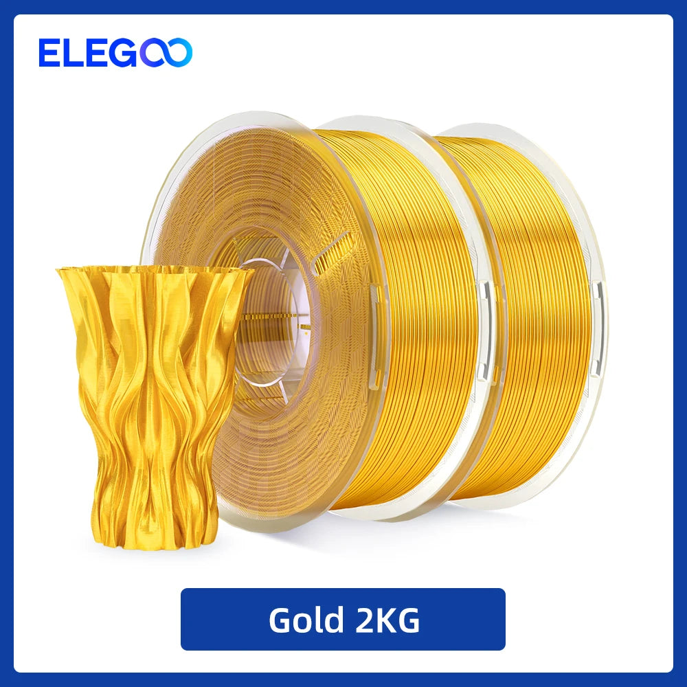 ELEGOO Silk PLA Filament 1.75mm 1KG,3D Printer Filament 1kg Gold Silver Fits for Most FDM 3D Printers