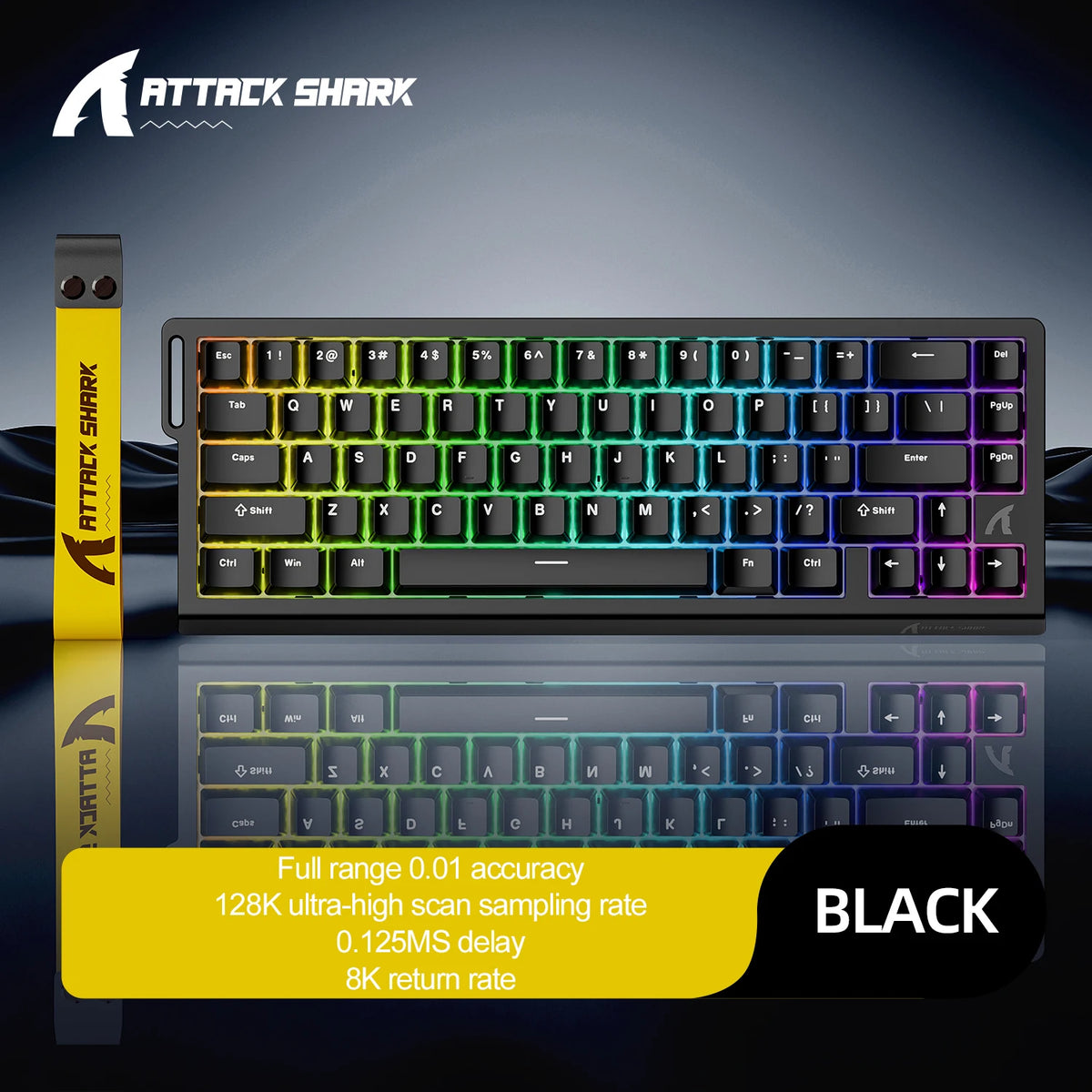 ATTACK SHARK X68HE Mechanical Keyboard Wired 8KHz RGB Backlight 0.01mm Precision 0.125ms Low Latency Magnetic Switch for Windows