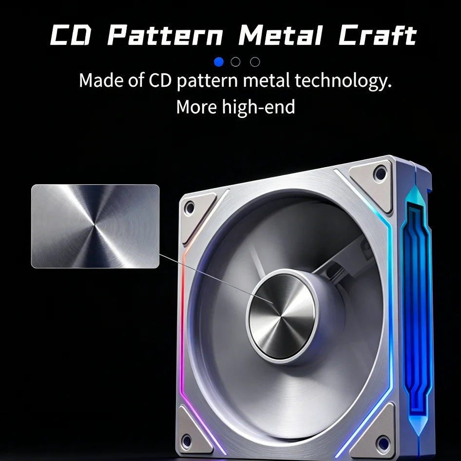Prism 4CD Pattern Chassis Fan 12CM Cooling Fan, Divine Light Synchronous 5V3Pin RGB Iridescent PWM